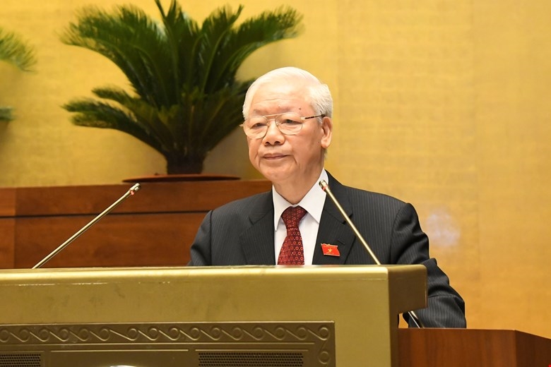 Tổng Bí thư Nguyễn Phú Trọng có bài phát biểu quan trọng trước Quốc hội. Ảnh: TH.